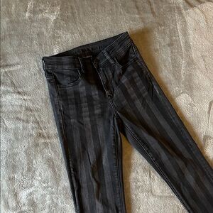 American Eagle Outfitters 2SHORT Hi-Raise Striped Black Jeggings CROP